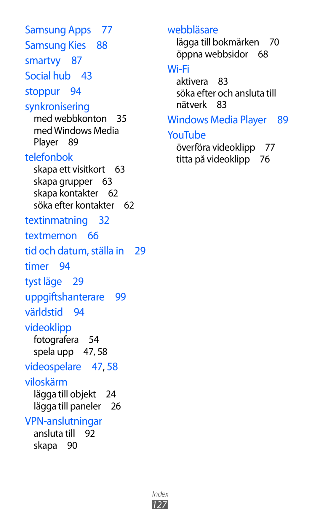 Samsung YP-GI1CW/NEE manual Tid och datum, ställa in 29 timer  